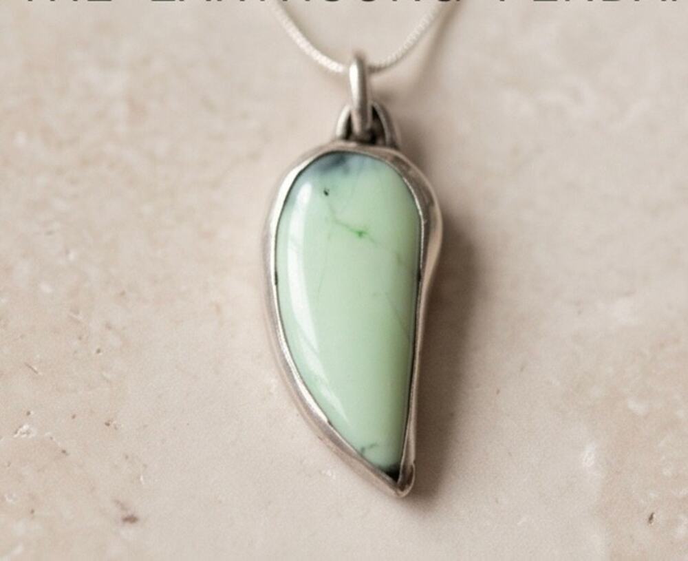 Natural Paloma Variscite Turquoise Sterling Silver Pendant β Signed JH 2β